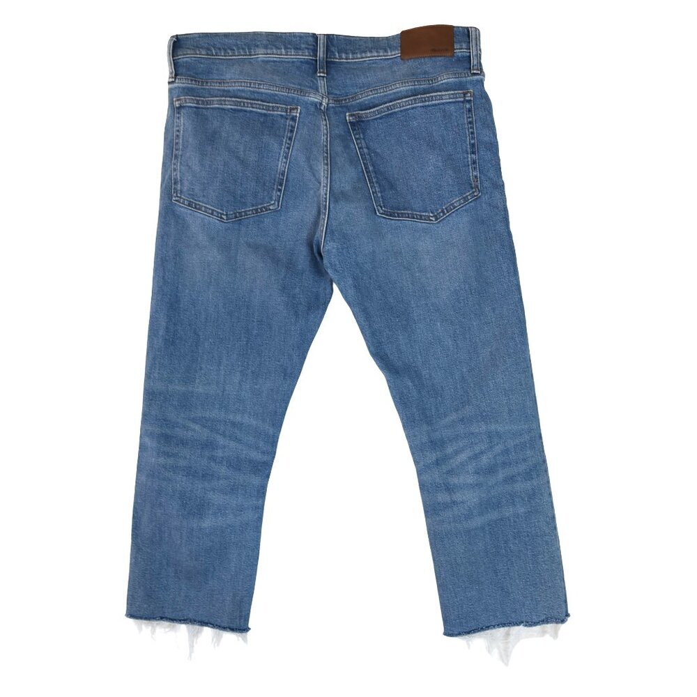 Madewell Slim Fit Raw Hem Jeans Blue Distressed Crop Ankle Fray Minimalist 35" - Picture 3 of 12